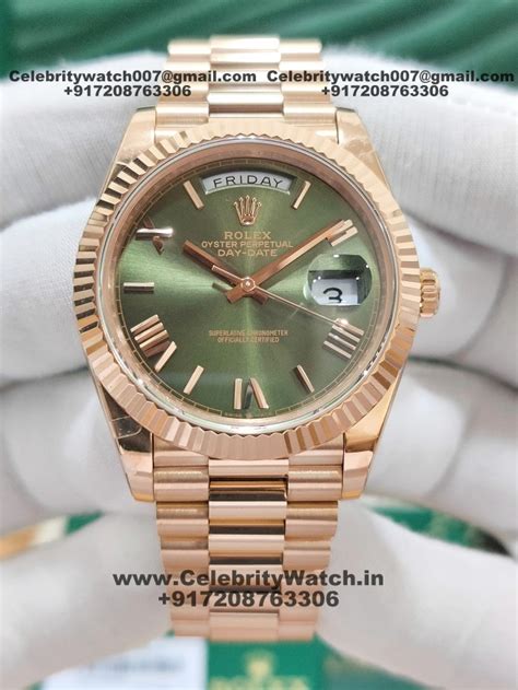 rolex day date green leather replica|rolex day date super clone.